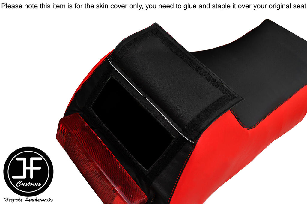 BLACK & BRIGHT RED VINYL CUSTOM FITS YAMAHA PHAZER 84-89 SEAT COVER CUSTOM NEW