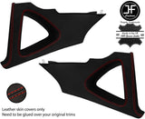 RED  STITCH 2X REAR C PILLAR LEATHER COVERS FOR SEAT LEON MK2 1P 2005-2011