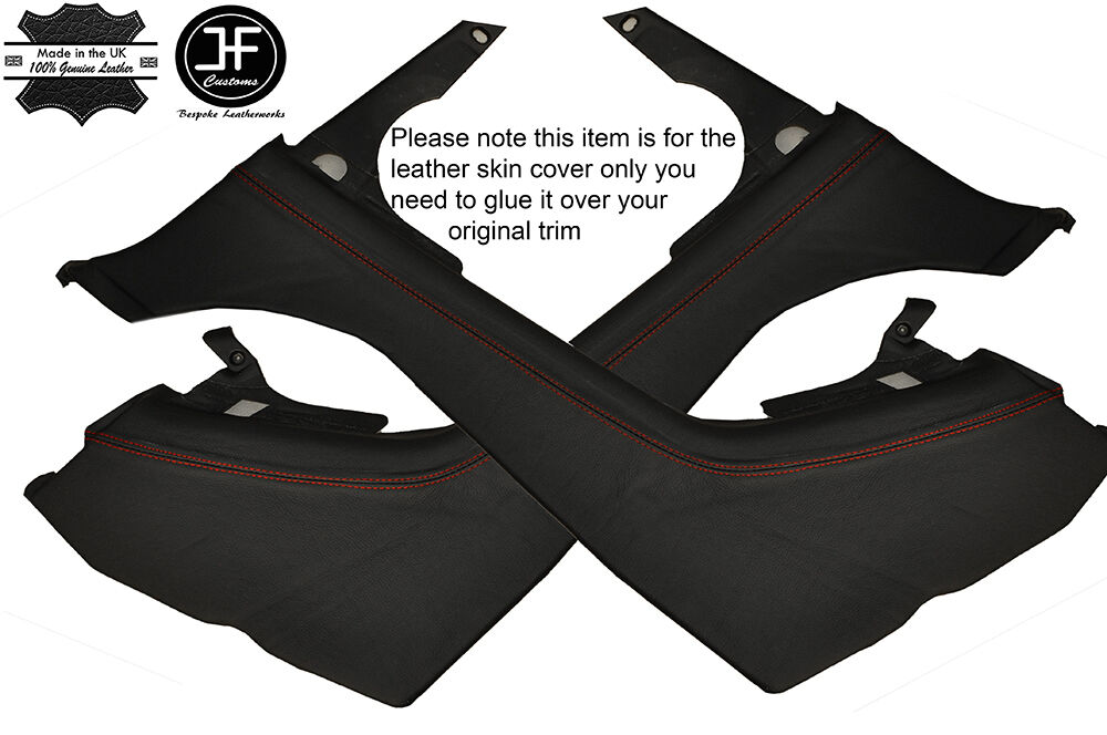 RED STICH 2X REAR QUARTER PANEL LEATHER COVERS FITS BMW E46 CONVERTIBLE