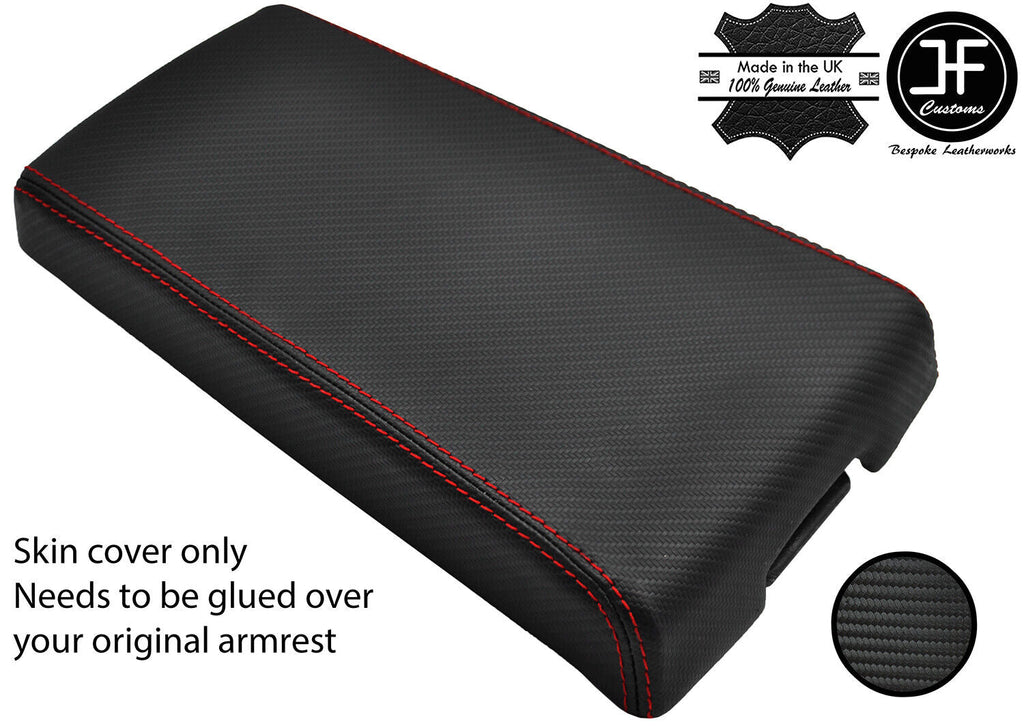 RED STITCHING CARBON FIBER VINYL ARMREST COVER FITS DODGE NITRO 2007-2012