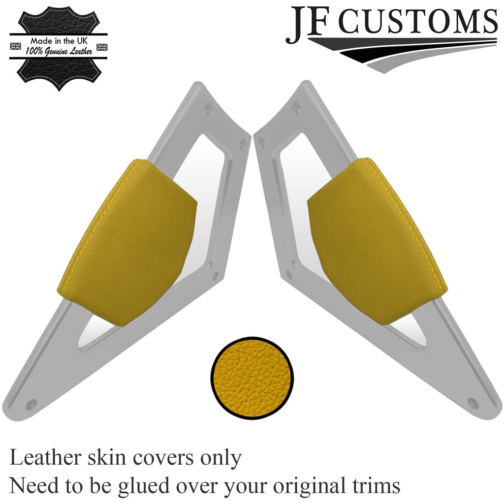 YELLOW LEATHER 2X CONSOLE KNEE PAD TRIM COVERS FOR AUDI TT MK1 1998-2006