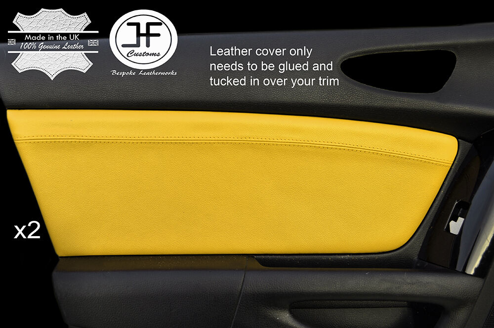 YELLOW LEATHER  2X FRONT DOOR CARD TRIM COVERS FOR MAZDA RX8 2003-2012 STYLE 2