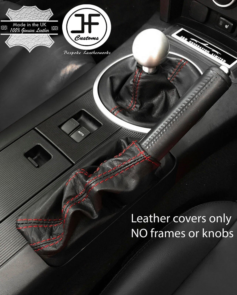 RED STITCH TOP GRAIN LEATHER GEAR & HANDBRAKE GAITER FITS MAZDA MX5 MK3 05-14