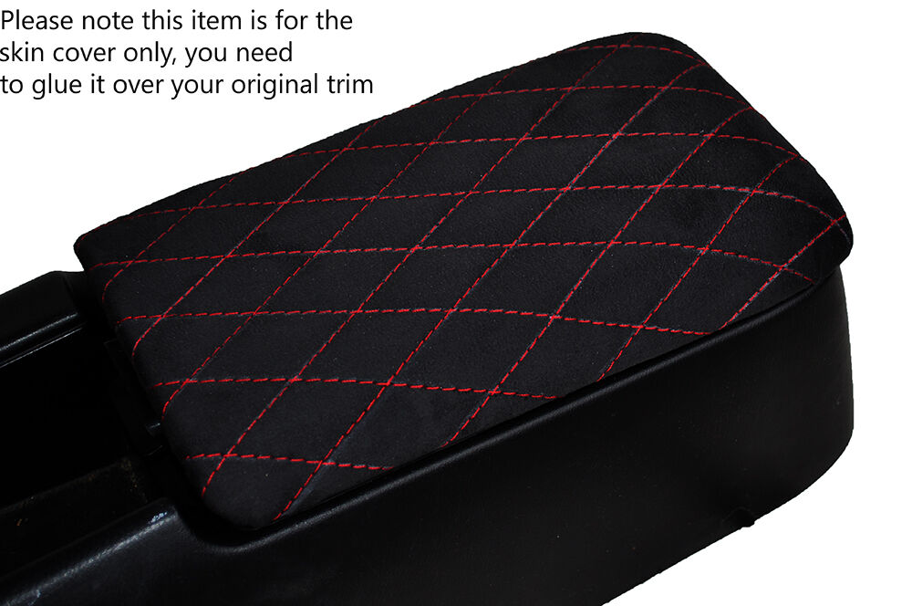 RED DIAMOND STITCHING SUEDE ARMREST SKIN COVER FITS NISSAN S14 200SX 94-99