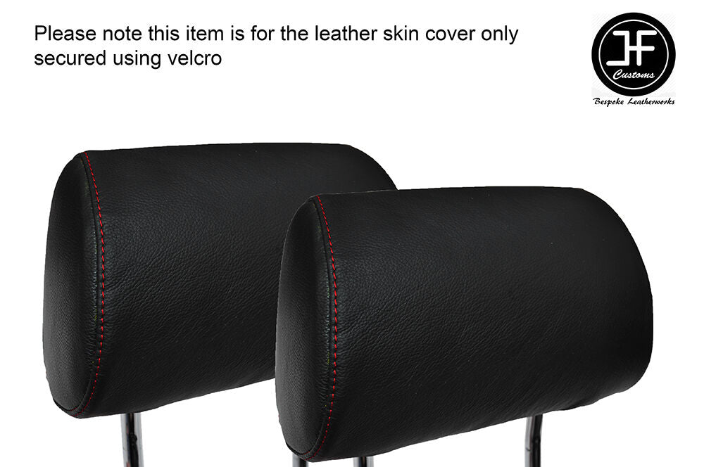 RED STITCH 2X FRONT HEADREST LEATHER SKIN COVERS FITS AUDI A4 B7 2004-2008