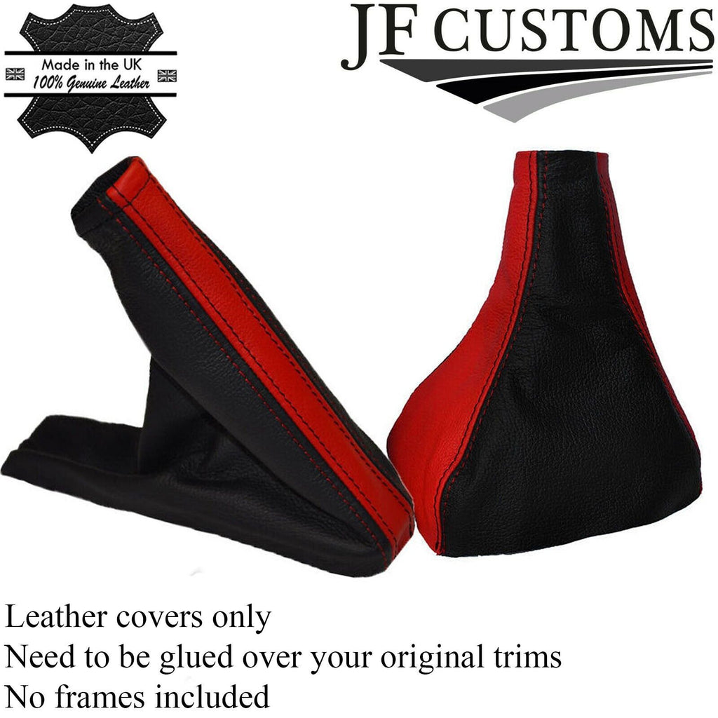 BLACK & RED LEATHER GEAR & HANDBRAKE GAITER FITS VAUXHALL  CORSA D 2006-2014