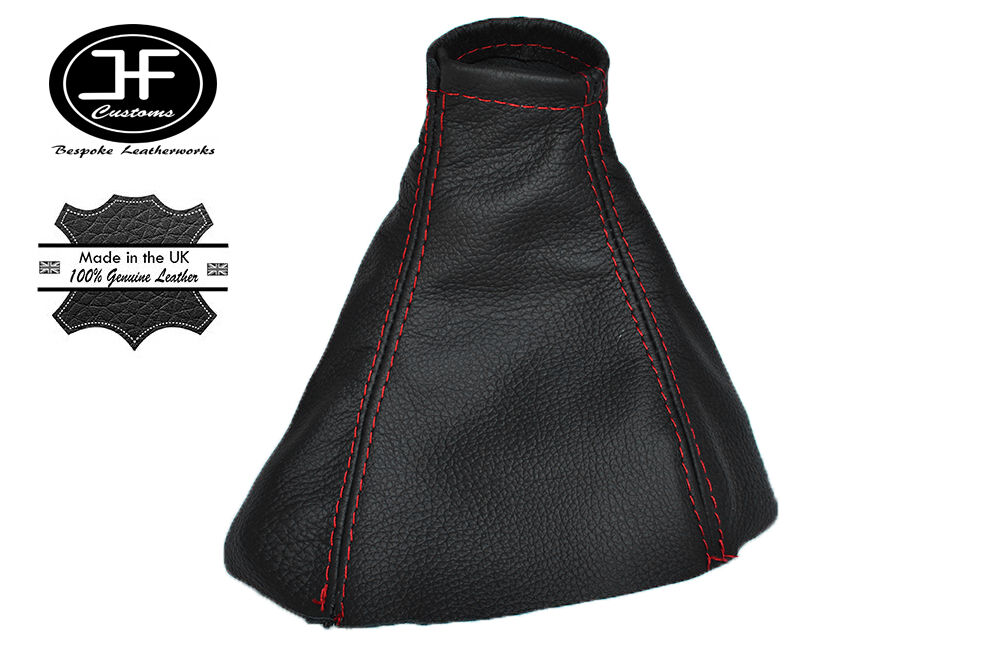 RED STITCH FITS MERCEDES SPRINTER VAN DARK BLACK GEAR GAITER GENUINE LEATHER