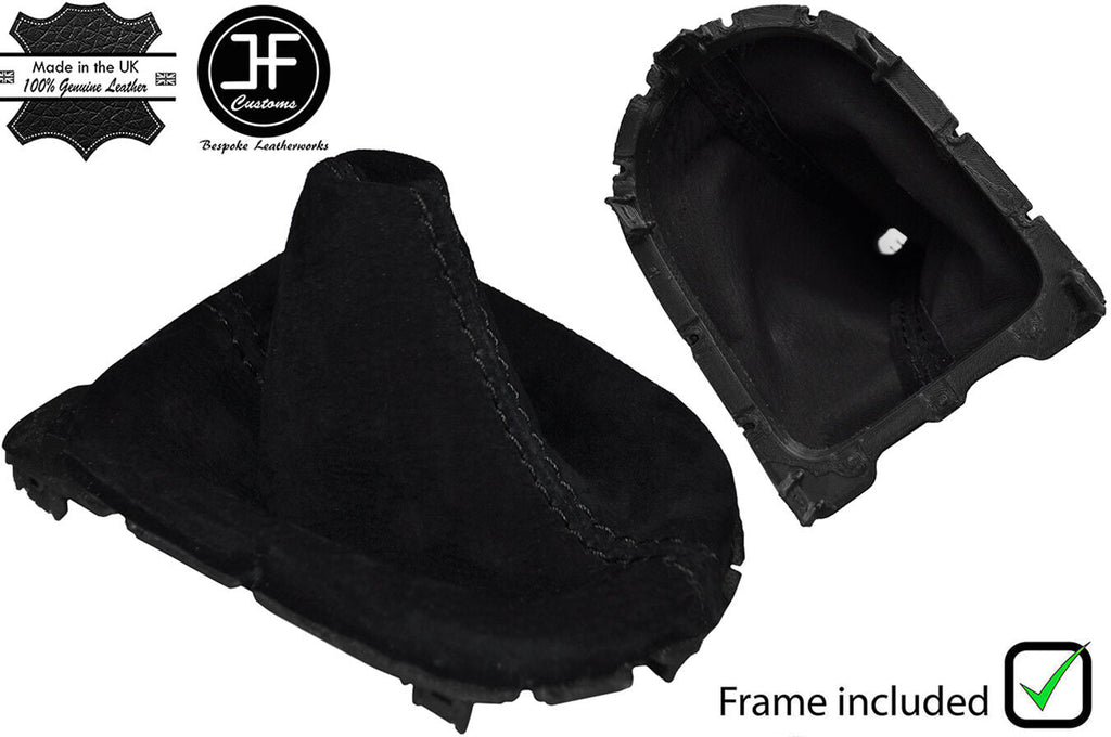 BLACK STITCH SUEDE MANUAL GEAR GAITER WITH PLASTIC FRAME FOR FORD MUSTANG 15-19