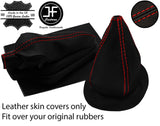 RED  STITCH LEATHER GEAR+HANDBRAKE OVER RUBBER FOR VW BEETLE CLASSIC 1303