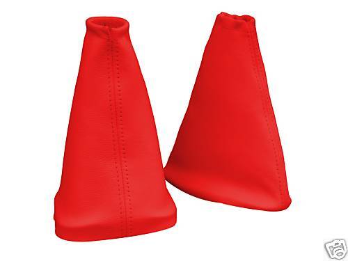 FITS FORD PUMA RED LEATHER GEAR AND HANDBRAKE GAITER SET CUSTOM NEW MADE IN UK