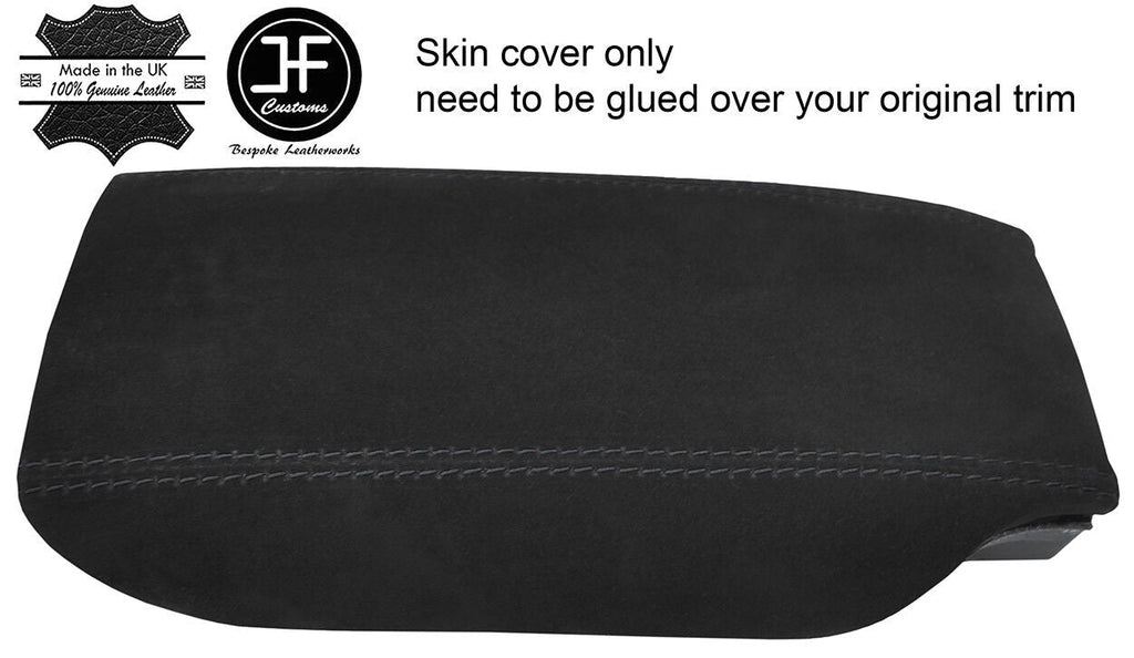BLACK STITCH ARMREST LID REAL SUEDE COVER FITS MERCEDES CL500 W215 C215 99-05