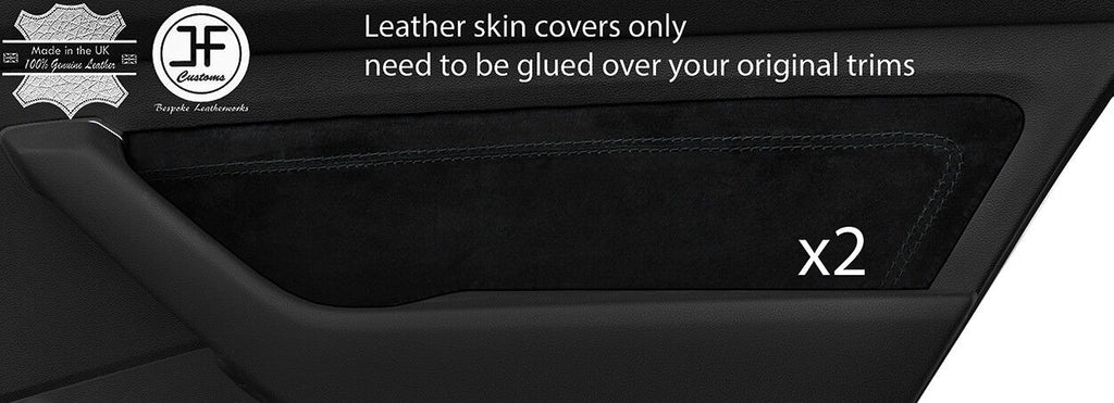BLACK STITCH 2X REAR DOOR CARD TRIM SUEDE COVERS FOR VW PASSAT B8 15-18 SALOON