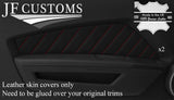 D RED STITCH 2X DOOR CARD TRIM LEATHER COVERS FITS FORD MUSTANG 10-14 STYLE 3