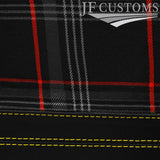 YELLOW STITCH LEATHER+RED TARTAN 2X DOOR CARD COVER FOR TRIUMPH TR8 78-81 JF2