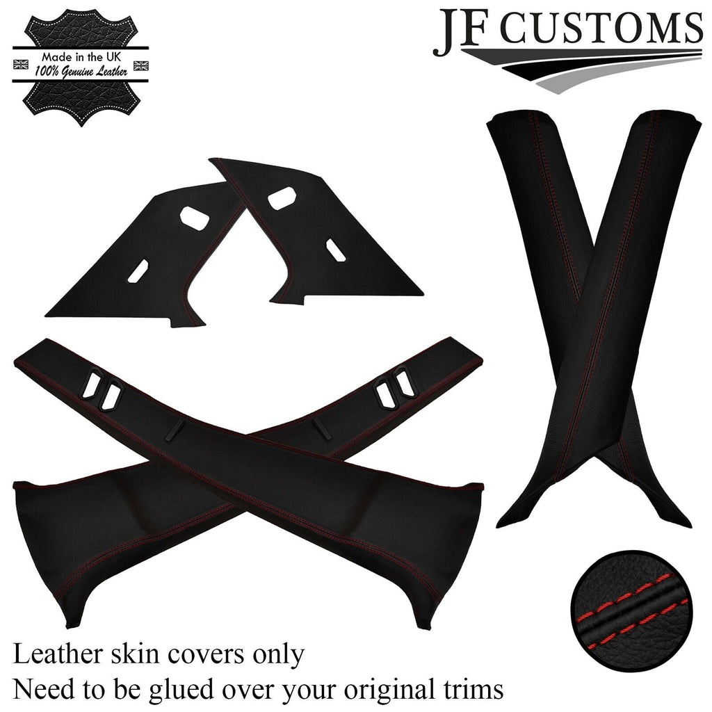 D RED STITCH ITALIAN LEATHER PILLAR KIT COVERS FOR BMW E23 7 SERIES 1977-1986
