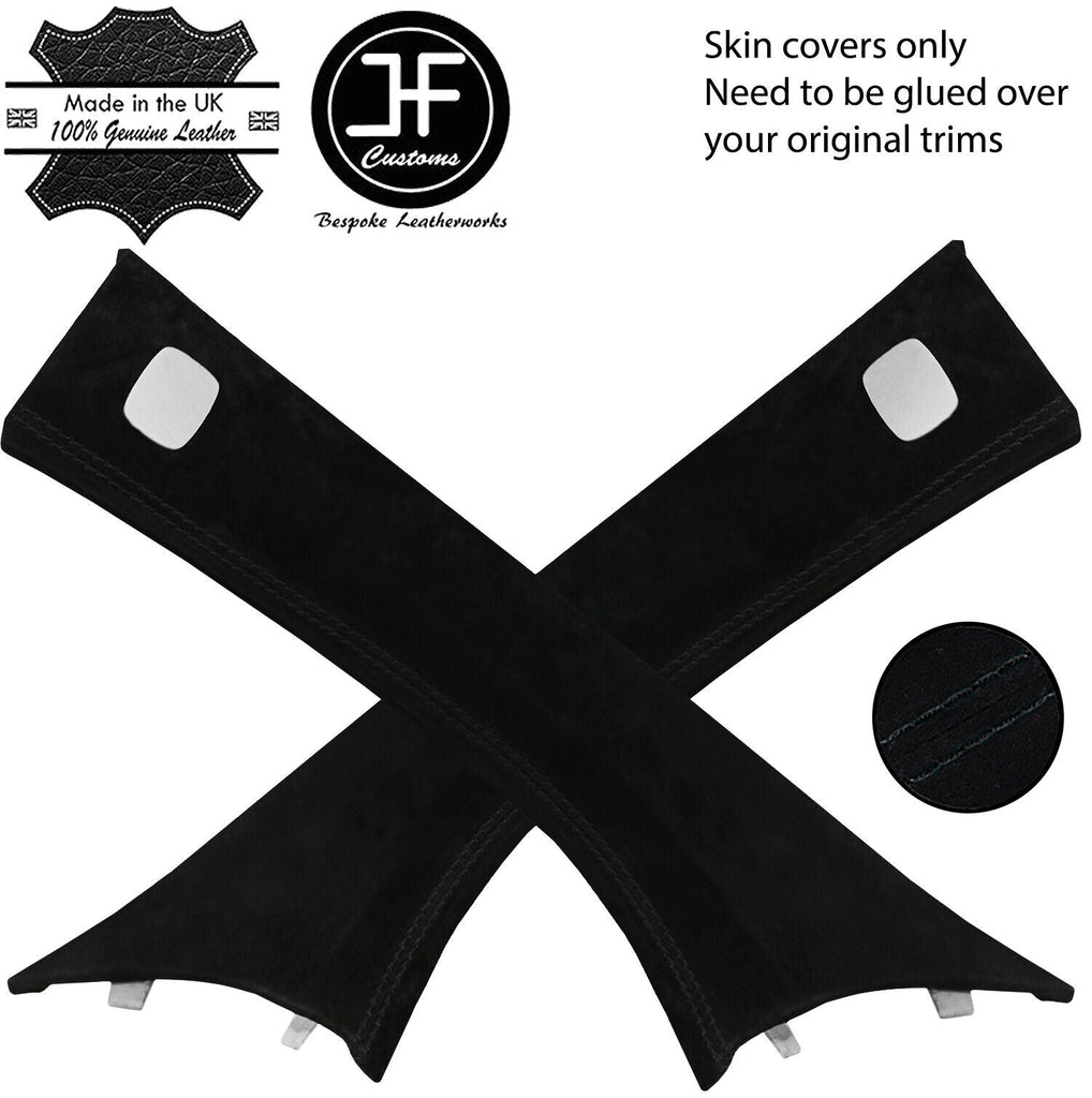 BLACK STITCHING 2X A PILLAR SUEDE COVERS FOR SMART FORTWO 453 2014-2019