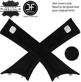 BLACK STITCHING 2X A PILLAR SUEDE COVERS FOR SMART FORTWO 453 2014-2019