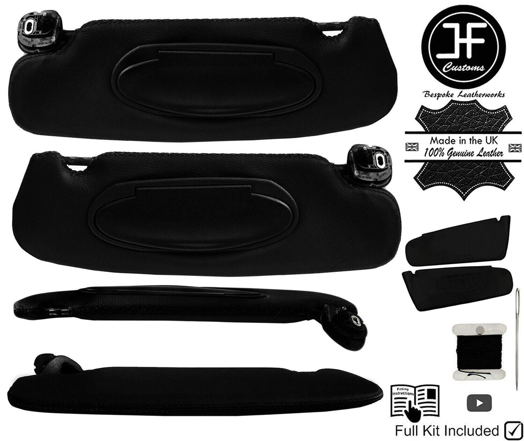 BLACK CROSS STITCH 2X SUN VISOR LEATHER COVERS FOR PORSCHE 987 CAYMAN 05-12