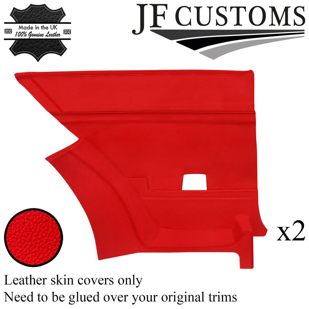 RED ITALIAN LEATHER 2X REAR DOOR CARD COVERS FITS LANCIA BETA VOLUMEX COUPE