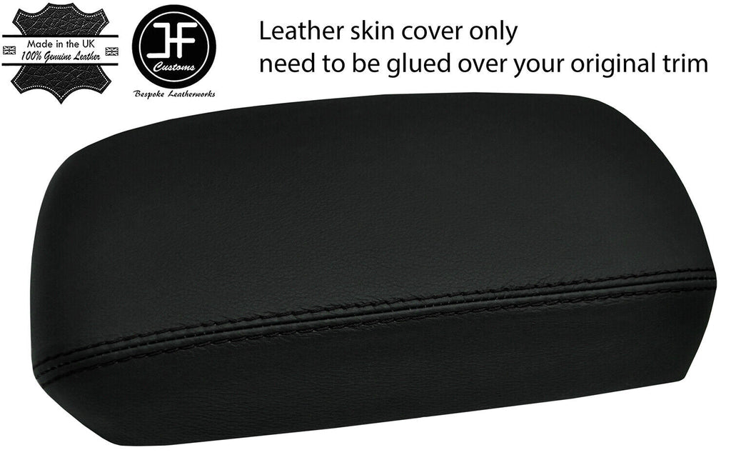 BLACK STITCH ARMREST LID REAL LEATHER COVER FITS NISSAN QASHQAI 2010-2014