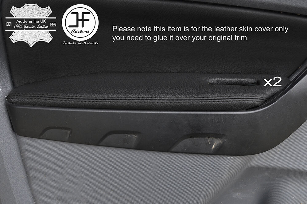BLACK STITCH 2X FRONT DOOR ARMREST LEATHER COVERS FITS FORD RANGER 2012-2016