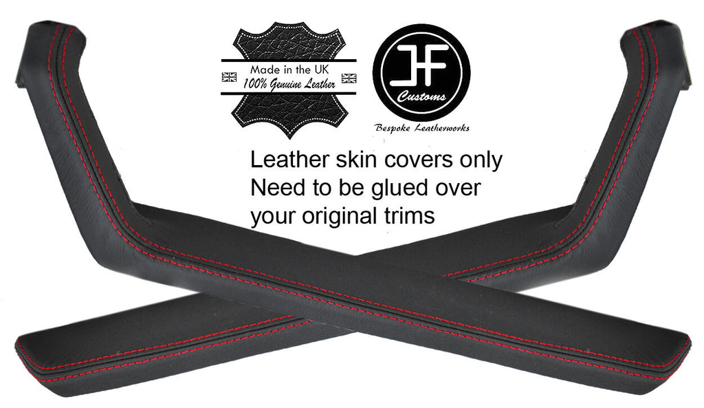 RED STITCH 2X DOOR HANDLE ARMREST TRIM LEATHER COVERS FITS PORSCHE 924 944