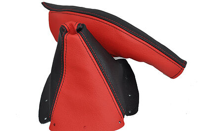 FITS MAZDA MX5 MK2 01-05 LEATHER GEAR HANDBRAKE GAITER RED BLACK CUSTOM NEW