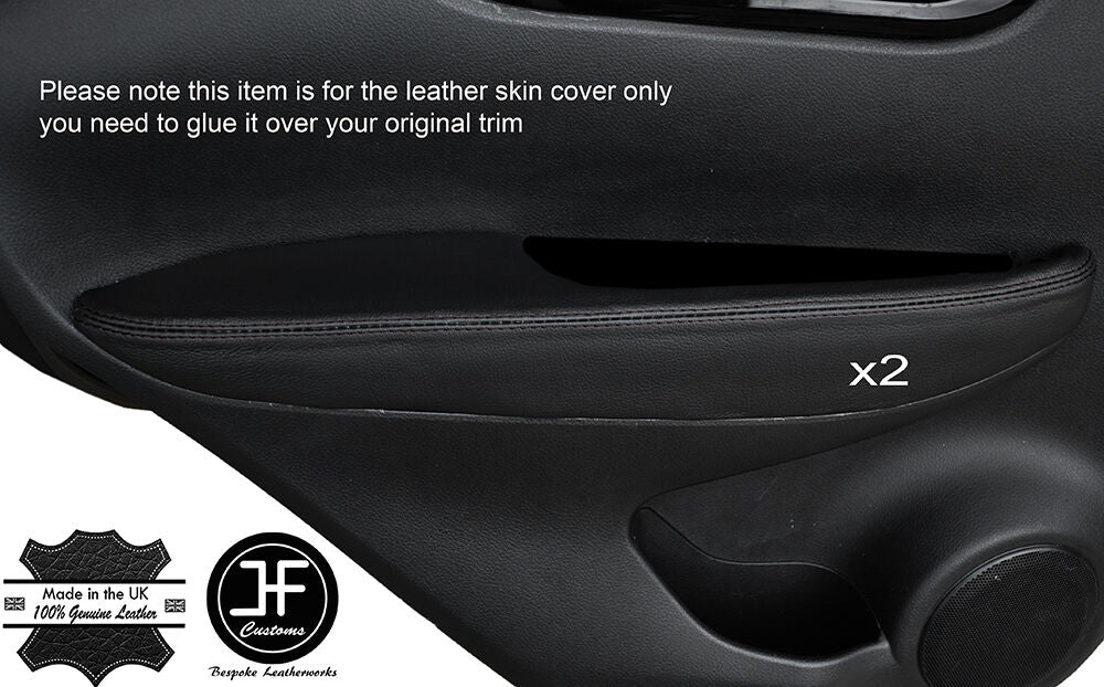 BLACK STITCH 2X REAR DOOR ARMREST LEATHER COVERS FITS NISSAN QASHQAI J11 13-16
