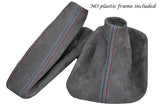 GRAPHITE SUEDE FITS BMW E60 E61 GEAR HANDBRAKE GAITER LEATHER TRI STITCH