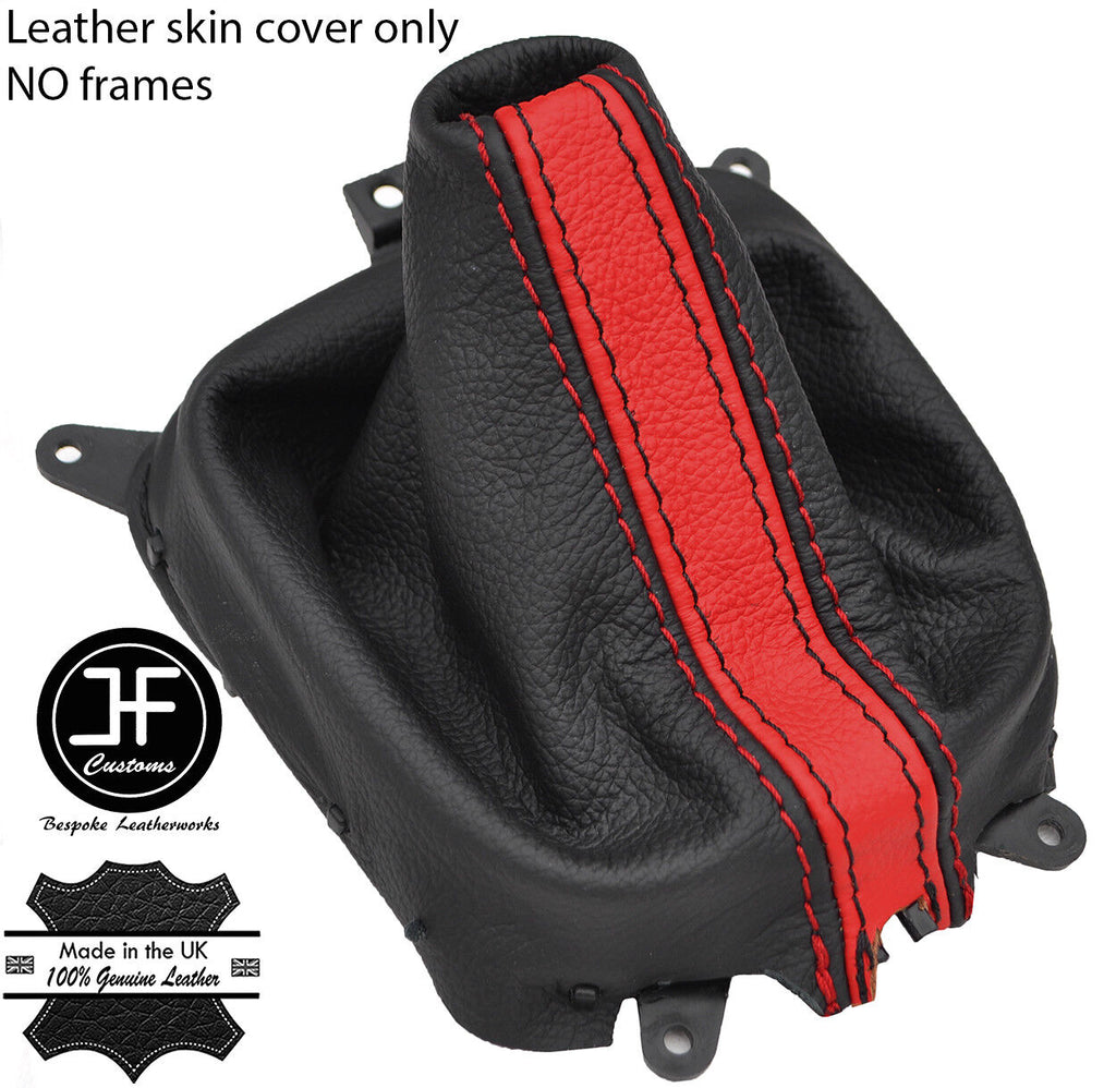 BLACK & RED STRIPE TOP GRAIN LEATHER GEAR GAITER FITS MAZDA 323 323F 95-98
