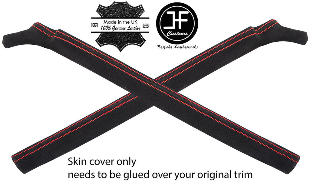 RED STITCHING 2X A PILLAR SUEDE COVERS FITS LAND ROVER DEFENDER 90 110 83-17