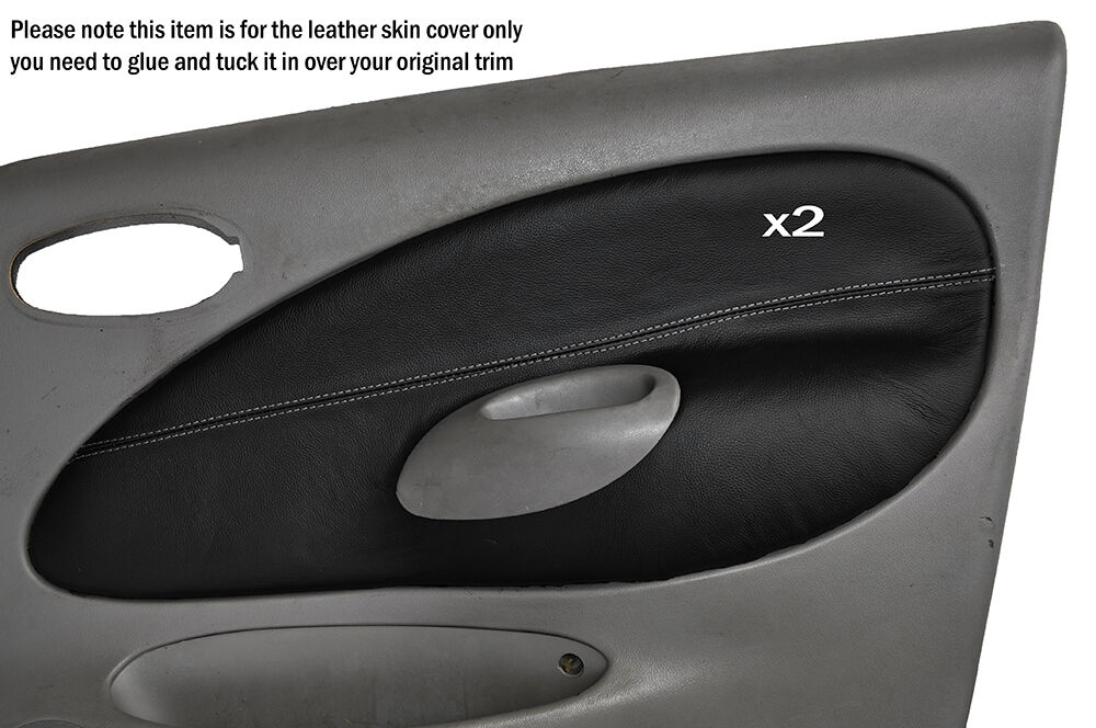 GREY STITCH 2X FRONT DOOR CARD SKIN COVERS FITS FORD FIESTA MK4 MK5 95-02 3DR