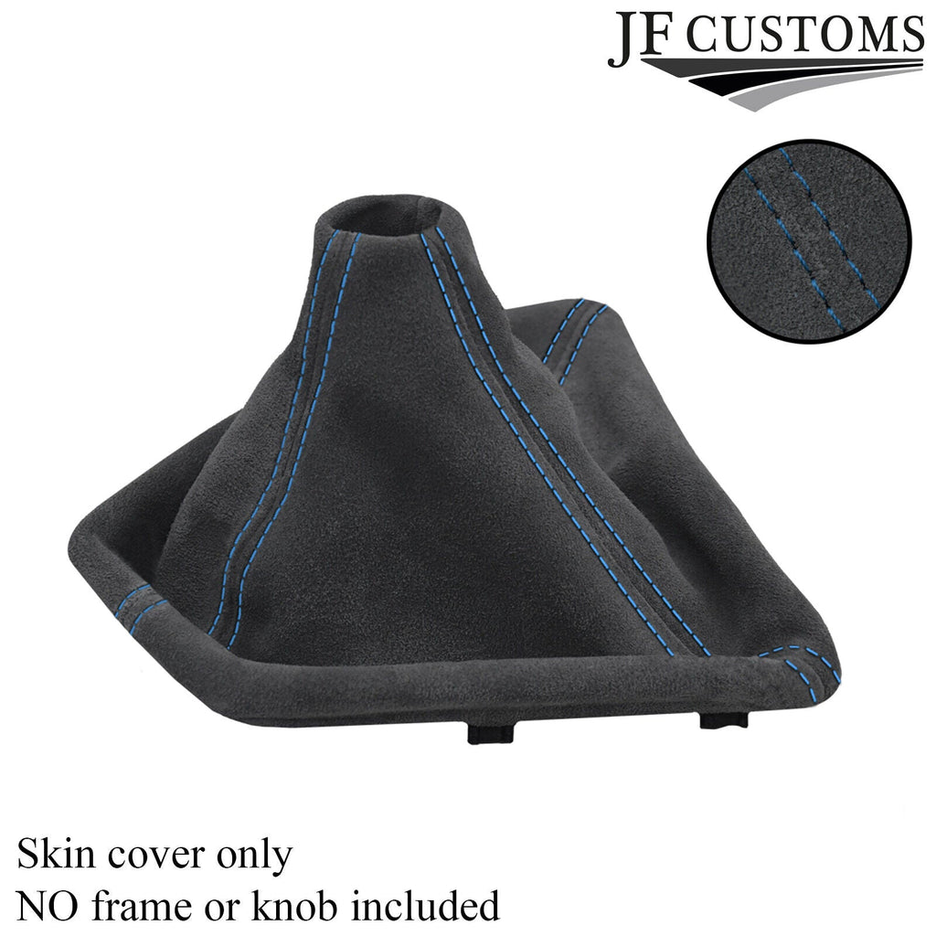 LIGHT BLUE STITCH GREY SUEDE GEAR GAITER FOR BMW 1 SERIES F20 F21 2011-2017