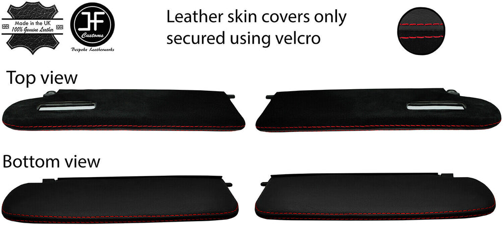 RED STITCH LEATHER & SUEDE 2X SUN VISORS COVERS FOR HONDA S2000 99-09 STYLE 2