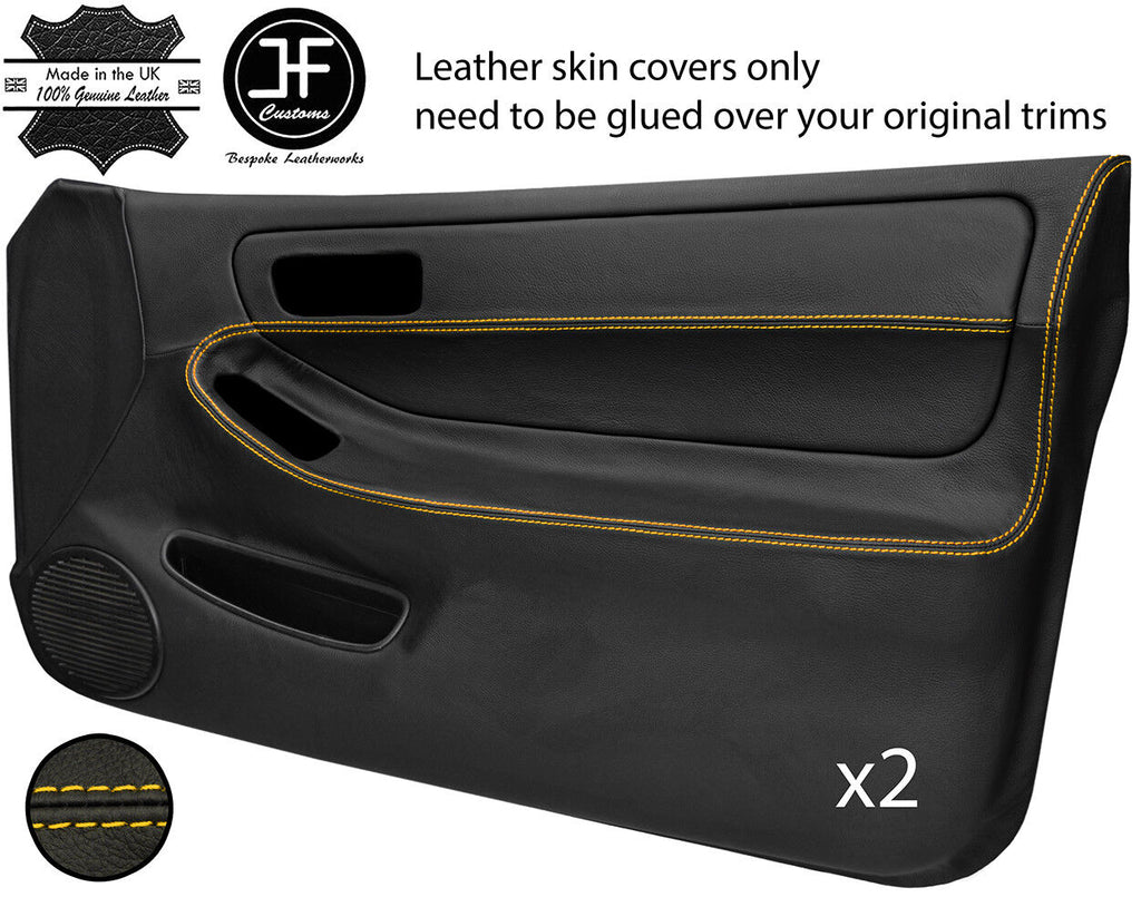 YELLOW STITCH 2X FULL DOOR CARD LEATHER COVER FOR HONDA INTEGRA TYPE R DC2 93-01