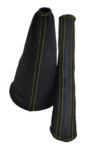 FITS CITROEN SAXO VTR VTS LEATHER 2x GAITERS  YELLOW STITCH CUSTOM NEW