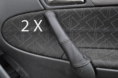 black stitch FITS  MERCEDES C CLASS W203 01-07 2X DOOR HANDLE LEATHER COVERS