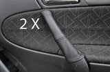 black stitch FITS  MERCEDES C CLASS W203 01-07 2X DOOR HANDLE LEATHER COVERS