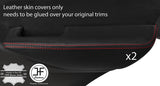 RED STITCH 2X REAR DOOR ARMREST LEATHER COVERS FITS NISSAN NAVARA D40 06-15
