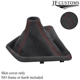 RED STITCH GREY SUEDE GEAR GAITER FOR BMW 1 SERIES F20 F21 2011-2017 CUSTOM NEW