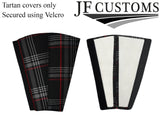 BLACK STITCH RED TARTAN 2X SEAT BELT TALL COVERS FOR VW GOLF MK7 VII 13-18
