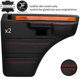 RED STITCH 2X REAR DOOR CARDS REAL LEATHER COVERS FITS RANGE ROVER CLASSIC