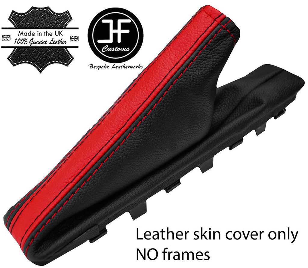BLACK & RED STRIPE LEATHER HANDBRAKE GAITER FITS SKODA OCTAVIA MK3 2013-2018