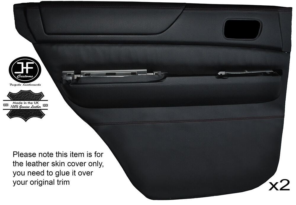 BLACK STITCH 2X REAR FULL DOOR CARD LEATHER COVERS FITS PATROL Y61 1998-2013