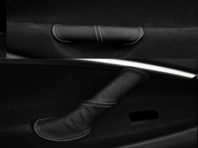GREY STITCHING FITS CITROEN C5 2001-2007 2X FRONT DOOR HANDLE LEATHER COVERS