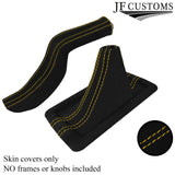 YELLOW STITCH SUEDE SLIM HANDBRAKE GEAR GAITERS FOR FORD MUSTANG 05-09