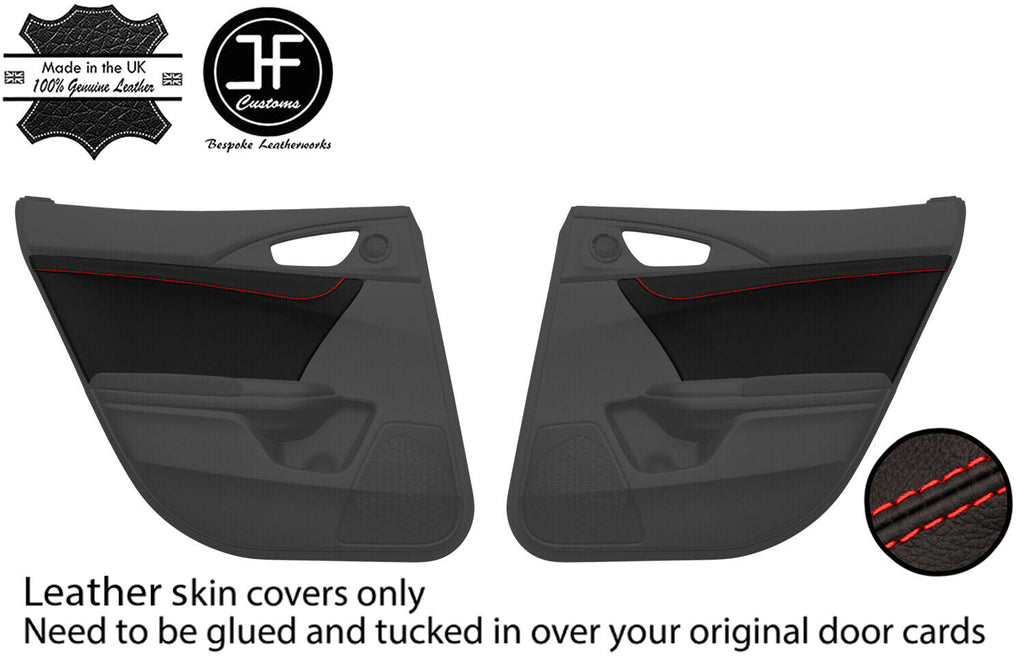 RED STITCH 2X REAR DOOR CARD TRIM LEATHER COVERS FOR HONDA CIVIC MK10 X 4 DR