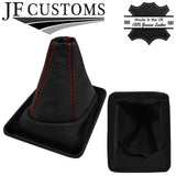 RED STITCH LEATHER GEAR GAITER+METAL FRAME FOR NISSAN LAUREL C34 93-97 STYLE2