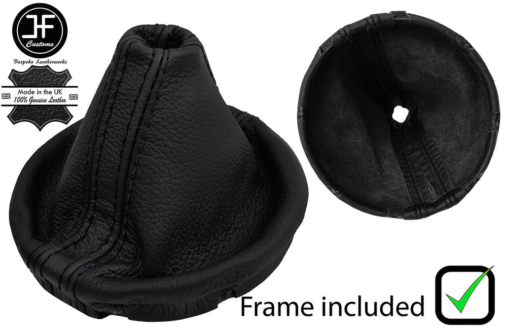 BLACK & BLACK STRIPE LEATHER GEAR GAITER+PLASTIC FRAME FOR VW T5 TRANSPORTER