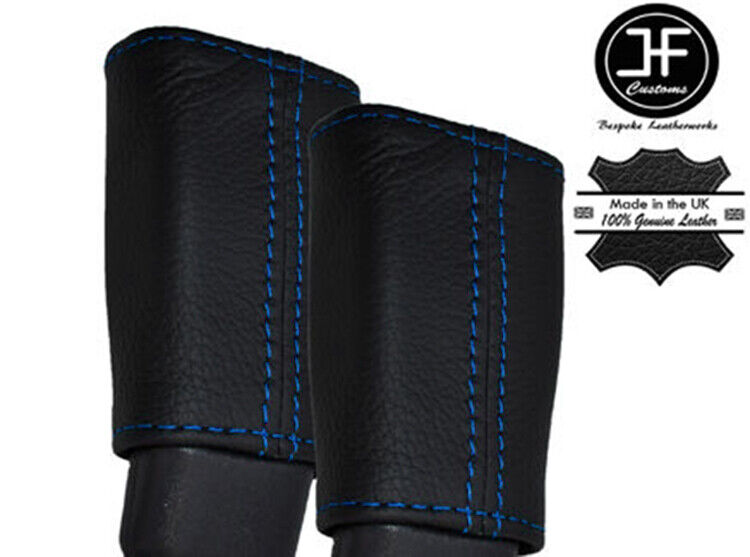 BLUE STITCH 2X SEAT BELT REAL LEATHER COVERS FITS BMW MINI R50 R52 R53 01-06